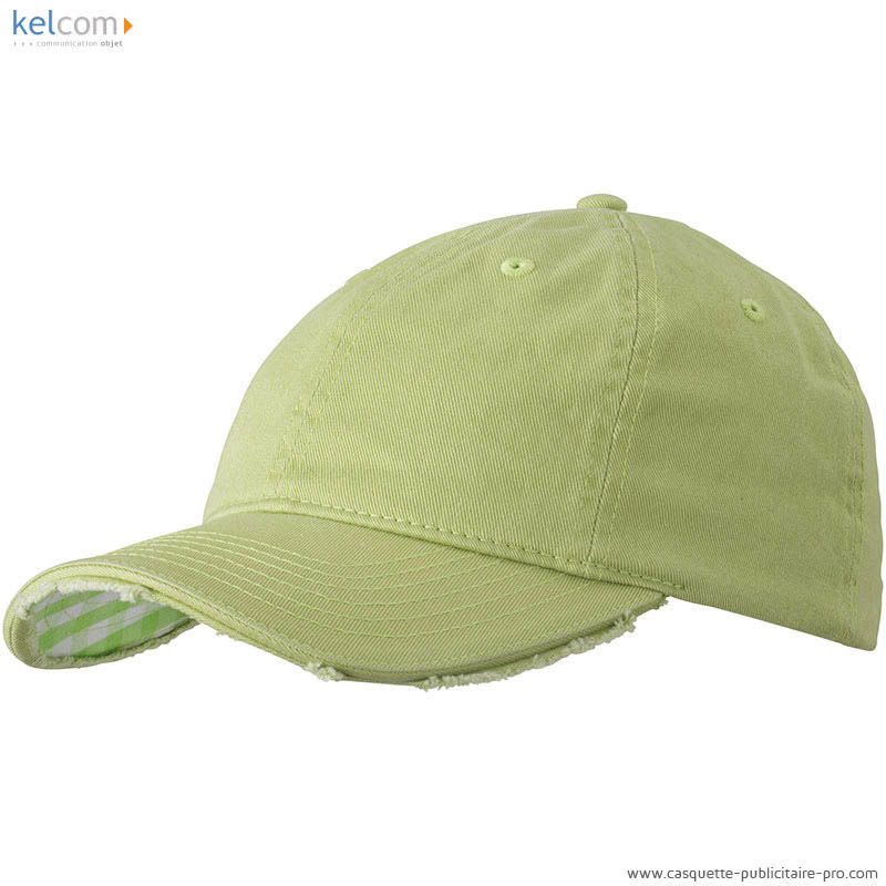 Casquettes publicitaires 6 panneaux Vert clair Blanc