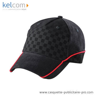 Publicité sur casquette de course Noir Rouge