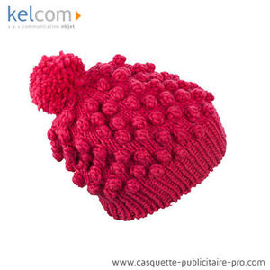 Bonnet avec pompon personnalisable Fuschia