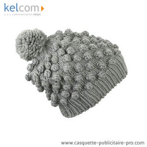 Bonnet avec pompon personnalisable Gris clair