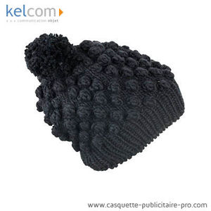 Bonnet avec pompon personnalisable Noir