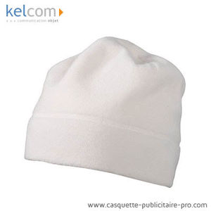 Bonnet micro polaire publicitaire Blanc crème