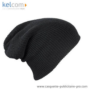 Bonnet publicitaire long tricoté Noir
