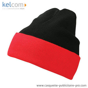 Bonnet tricot 2 couleurs Noir Rouge