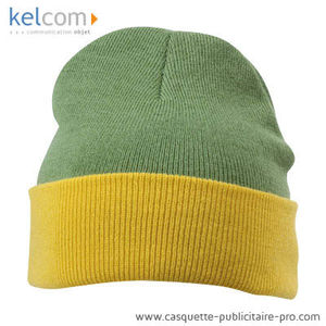 Bonnet tricot 2 couleurs Olive Jaune Doré