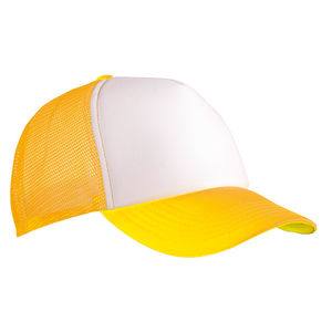 Casquette cammionneur Blanc Jaune Fluo