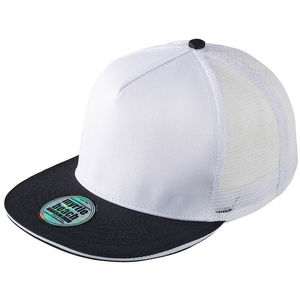 Casquette personnalisée 5 panneaux avec filet | Puci Blanc Noir