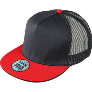 Casquette personnalisée 5 panneaux avec filet | Puci Noir Rouge