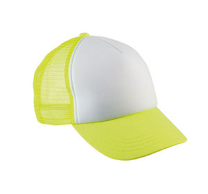 Casquette personnalisée 5 panneaux avec filet | Nagge Blanc Jaune Fluo