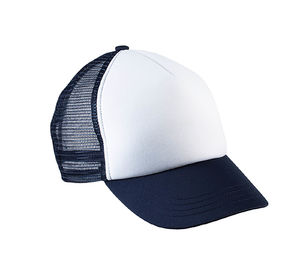 Casquette personnalisée 5 panneaux avec filet | Nagge Blanc Marine