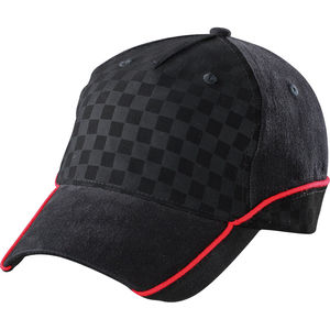 Casquette personnalisée classique 5 panneaux | Luki Noir Rouge