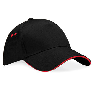 Casquette personnalisée classique 5 panneaux | Raffi Noir Rouge 1