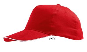 Casquette personnalisée classique 5 panneaux | Sunny Rouge Blanc