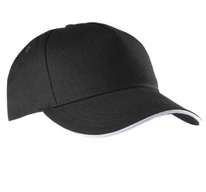 Casquette personnalisée classique 5 panneaux | Looloo Noir Blanc