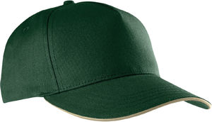 Casquette personnalisée classique 5 panneaux | Looloo Vert forêt Beige