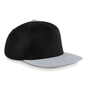 Casquette personnalisée plate 5 panneaux | Booka Noir Gris 1