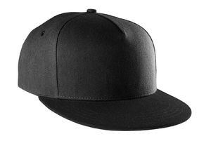 Casquette personnalisée plate 5 panneaux | Suby Gris foncé Noir