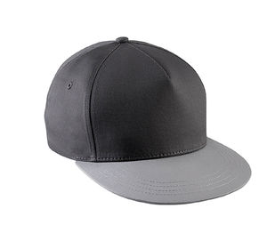 Casquette personnalisée plate 5 panneaux | Yuke Gris foncé Gris Clair