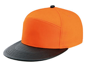 Casquette personnalisée plate 6 panneaux | Povi Orange Noir