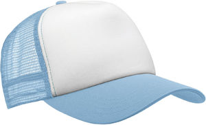 Casquette publicitaire 5 panneaux avec filet | Wypy Blanc Bleu ciel