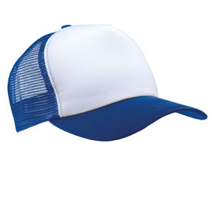 Casquette publicitaire 5 panneaux avec filet | Wypy Blanc Bleu royal