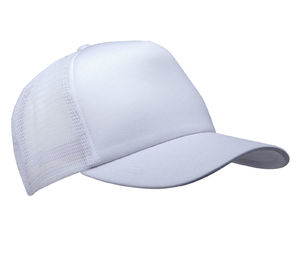 Casquette publicitaire 5 panneaux avec filet | Wypy Blanc