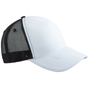 Casquette publicitaire 5 panneaux avec filet | Zimoo Blanc Noir