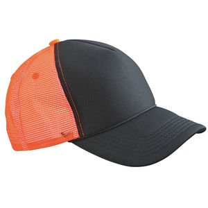 Casquette publicitaire 5 panneaux avec filet | Zimoo Noir Neon Orange