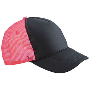 Casquette publicitaire 5 panneaux avec filet | Zimoo Noir Neon Rose