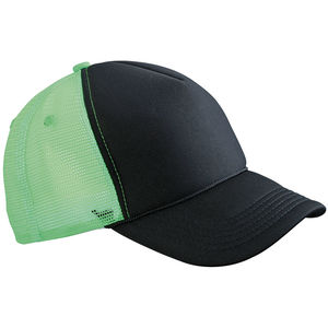 Casquette publicitaire 5 panneaux avec filet | Zimoo Noir Neon Vert