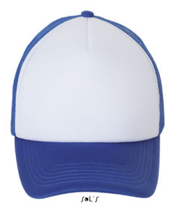 Casquette publicitaire 5 panneaux avec filet | Bubble Blanc Bleu royal