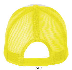 Casquette publicitaire 5 panneaux avec filet | Bubble Blanc Jaune néon 1