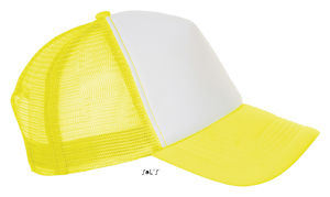 Casquette publicitaire 5 panneaux avec filet | Bubble Blanc Jaune néon 2