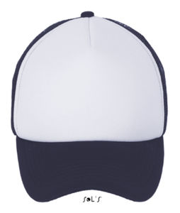 Casquette publicitaire 5 panneaux avec filet | Bubble Blanc Marine