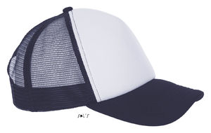 Casquette publicitaire 5 panneaux avec filet | Bubble Blanc Marine 2