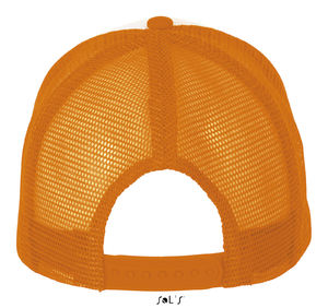 Casquette publicitaire 5 panneaux avec filet | Bubble Blanc Orange néon 1