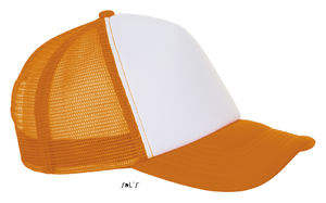 Casquette publicitaire 5 panneaux avec filet | Bubble Blanc Orange néon 2