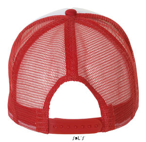 Casquette publicitaire 5 panneaux avec filet | Bubble Blanc Rouge 1