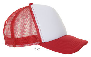 Casquette publicitaire 5 panneaux avec filet | Bubble Blanc Rouge 2