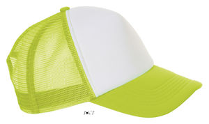 Casquette publicitaire 5 panneaux avec filet | Bubble Blanc Vert néon 2