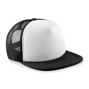 Casquette publicitaire 5 panneaux avec filet | Pissoo Noir Blanc 1