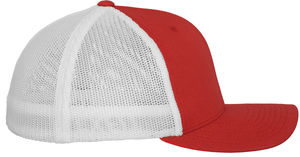 Casquette publicitaire 6 panneaux avec filet | Poone Rouge Blanc 2