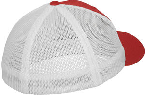 Casquette publicitaire 6 panneaux avec filet | Poone Rouge Blanc 3