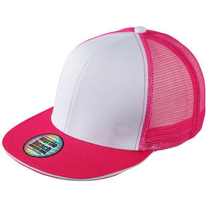 Casquette publicitaire 6 panneaux avec filet | Saggu Blanc Magenta