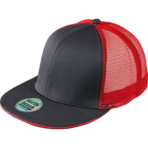 Casquette publicitaire 6 panneaux avec filet | Saggu Noir Rouge 3