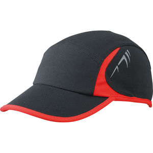 Casquette publicitaire classique 4 panneaux | Ruwu Noir Rouge