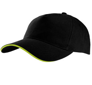 Casquette publicitaire classique 5 panneaux | Nooloo Noir Lime