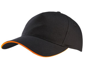 Casquette publicitaire classique 5 panneaux | Nooloo Noir Orange