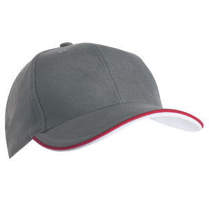 Casquette publicitaire classique 6 panneaux | Wiru Gris foncé Rouge