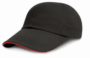 Casquette personnalisée classique 6 panneaux | Brushed Cotton Noir Rouge 1